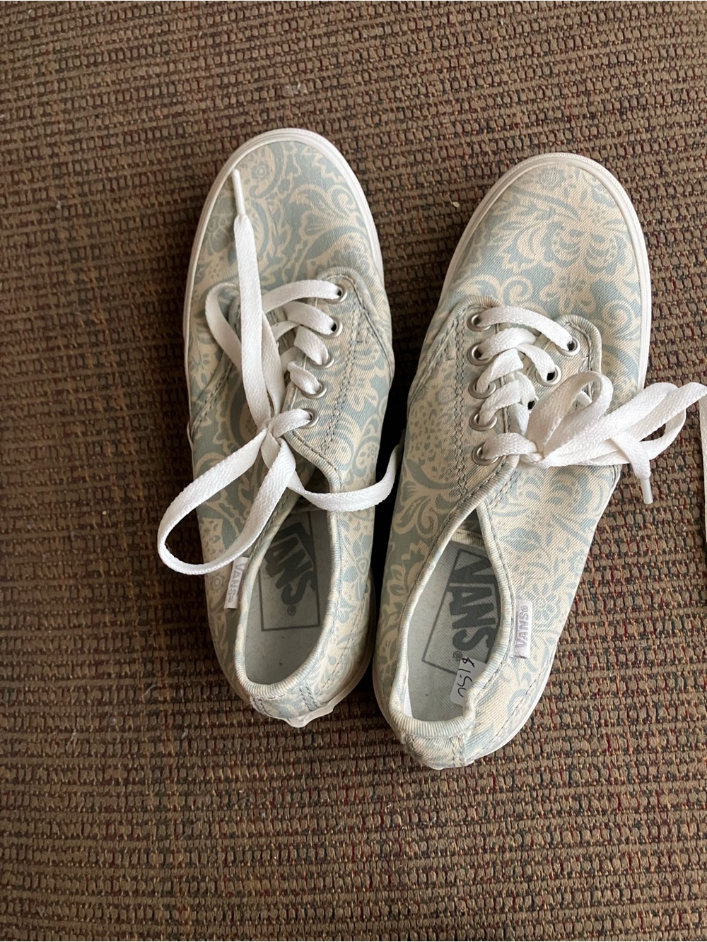 Vans Women's Low-Top Lace-Up Sneakers in Pale Blue and White Paisley